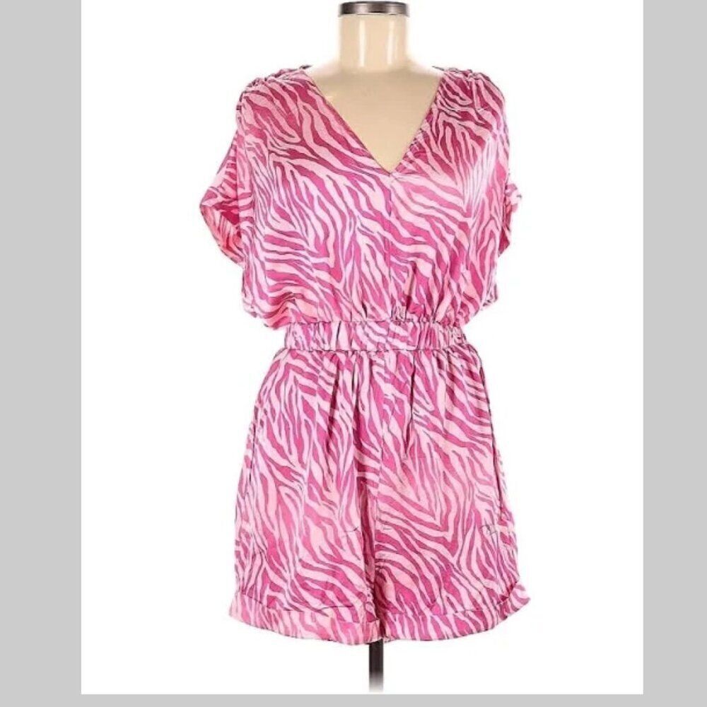 NWT Emily Wonder Pink Chetah Print Romper Sz Large